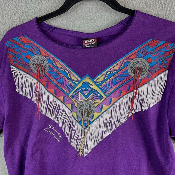 Vtg Silverton Colorado T Shirt Women M Single Stitch Southwest Native American - Picture 1 of 10
